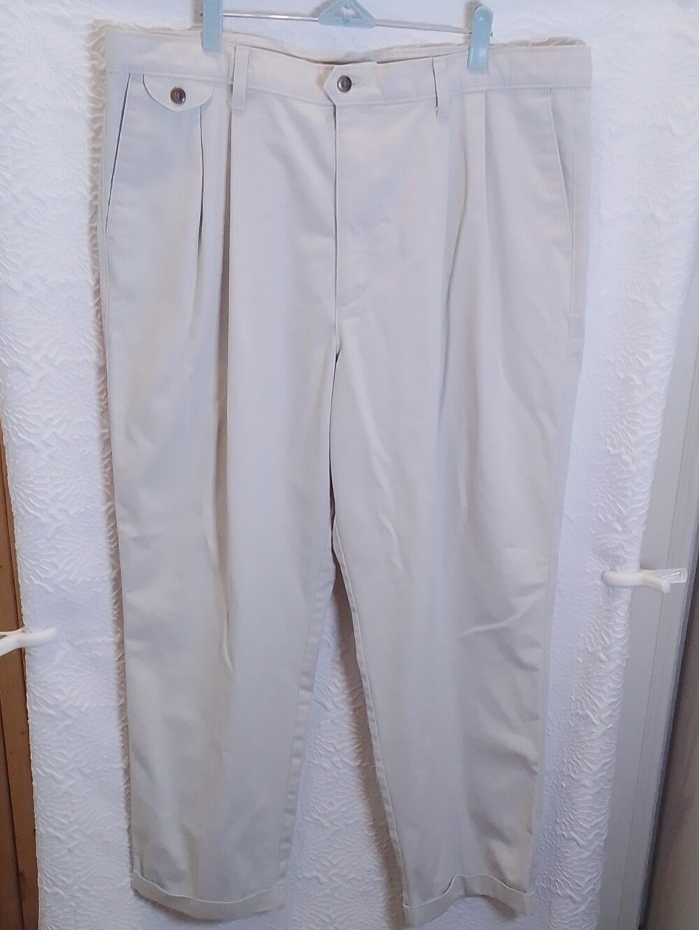 Khakis Mens 40x30 100% Cotton Cream Cuffed 1997 Authentic 90s Preppy Old Money